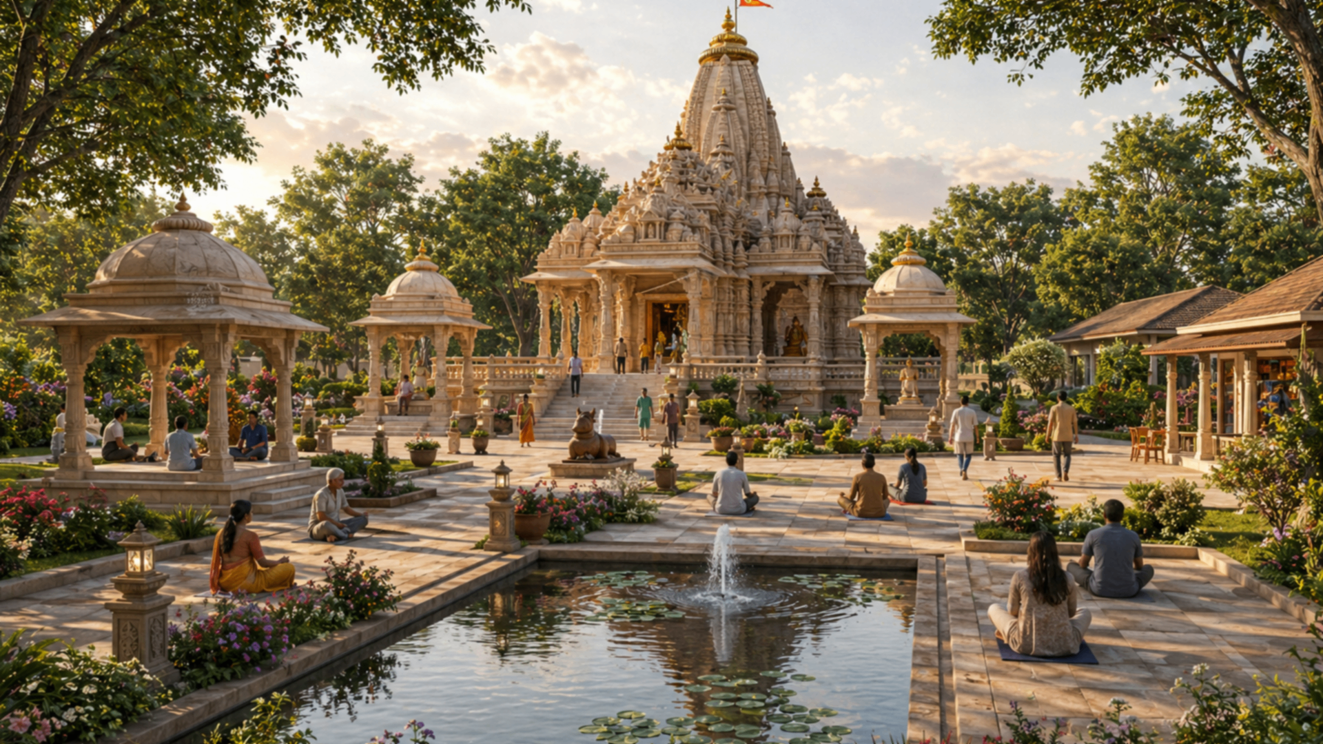 Concept visual of the proposed temple courtyard at Shiv Gardens